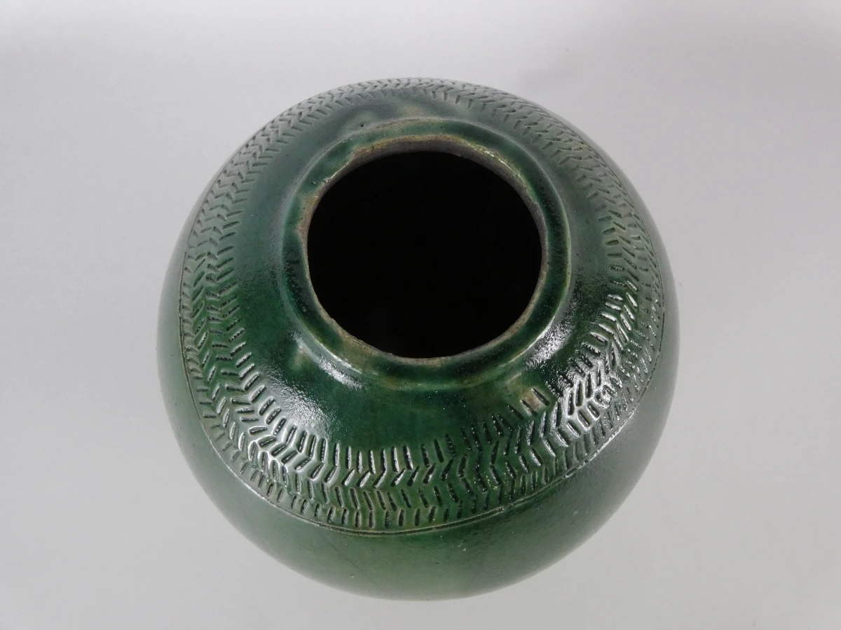 Groene keramische bolvormige vaas - foto 3