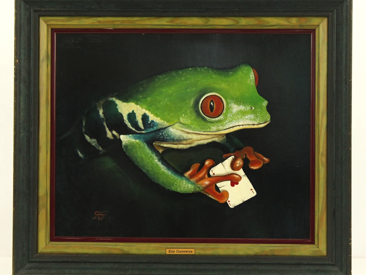 Eric Corremans – Schilderij van een Roodoogmakikikker met speelkaarten - foto 2