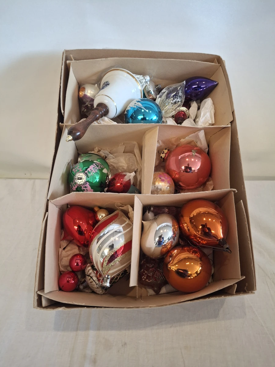 Set vintage kerstversiering met diverse glazen ornamenten - foto 5