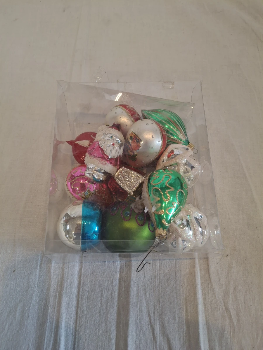Set vintage kerstversiering met diverse glazen ornamenten - foto 4