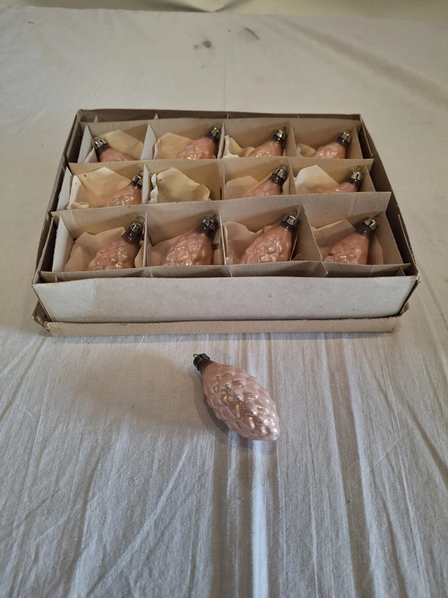Set vintage kerstversiering met diverse glazen ornamenten - foto 2