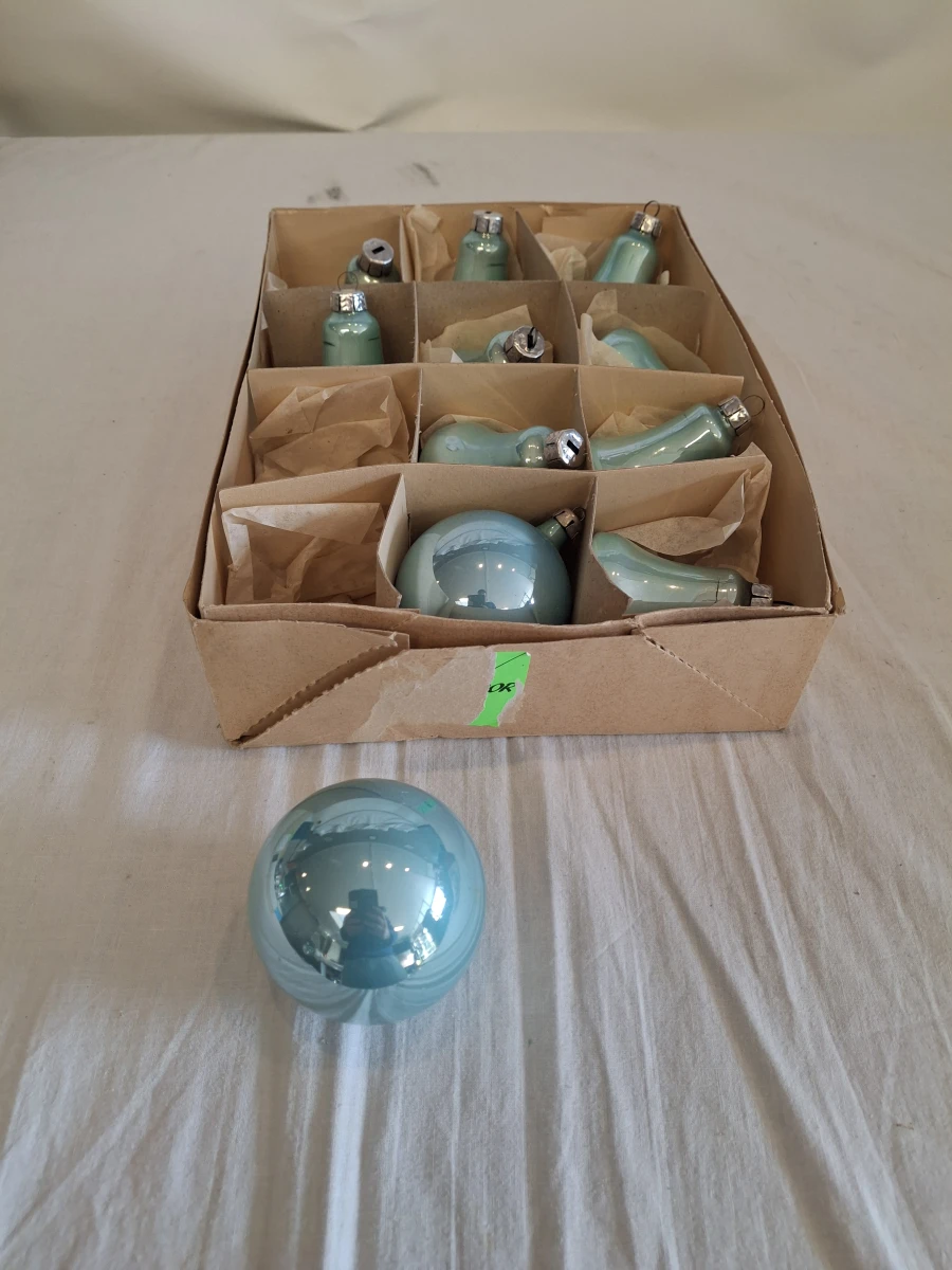 Set vintage kerstversiering met diverse glazen ornamenten - foto 8