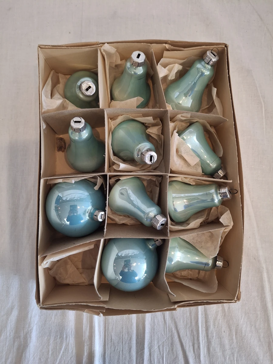 Set vintage kerstversiering met diverse glazen ornamenten - foto 7