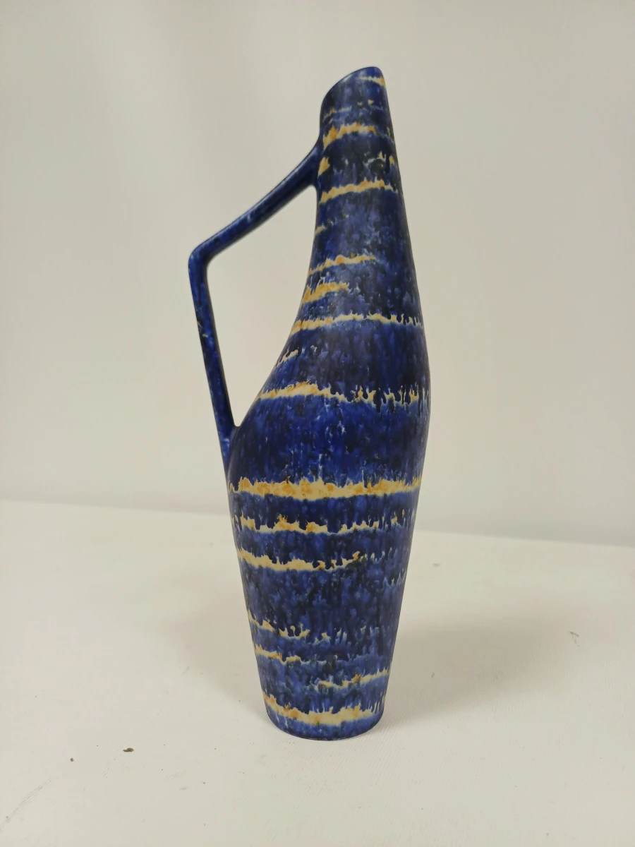 Blauwe keramische vaas met handvat - foto 5
