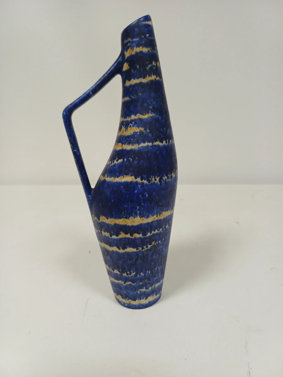 Blauwe keramische vaas met handvat - foto 3