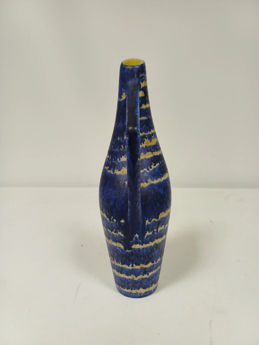 Blauwe keramische vaas met handvat - foto 2