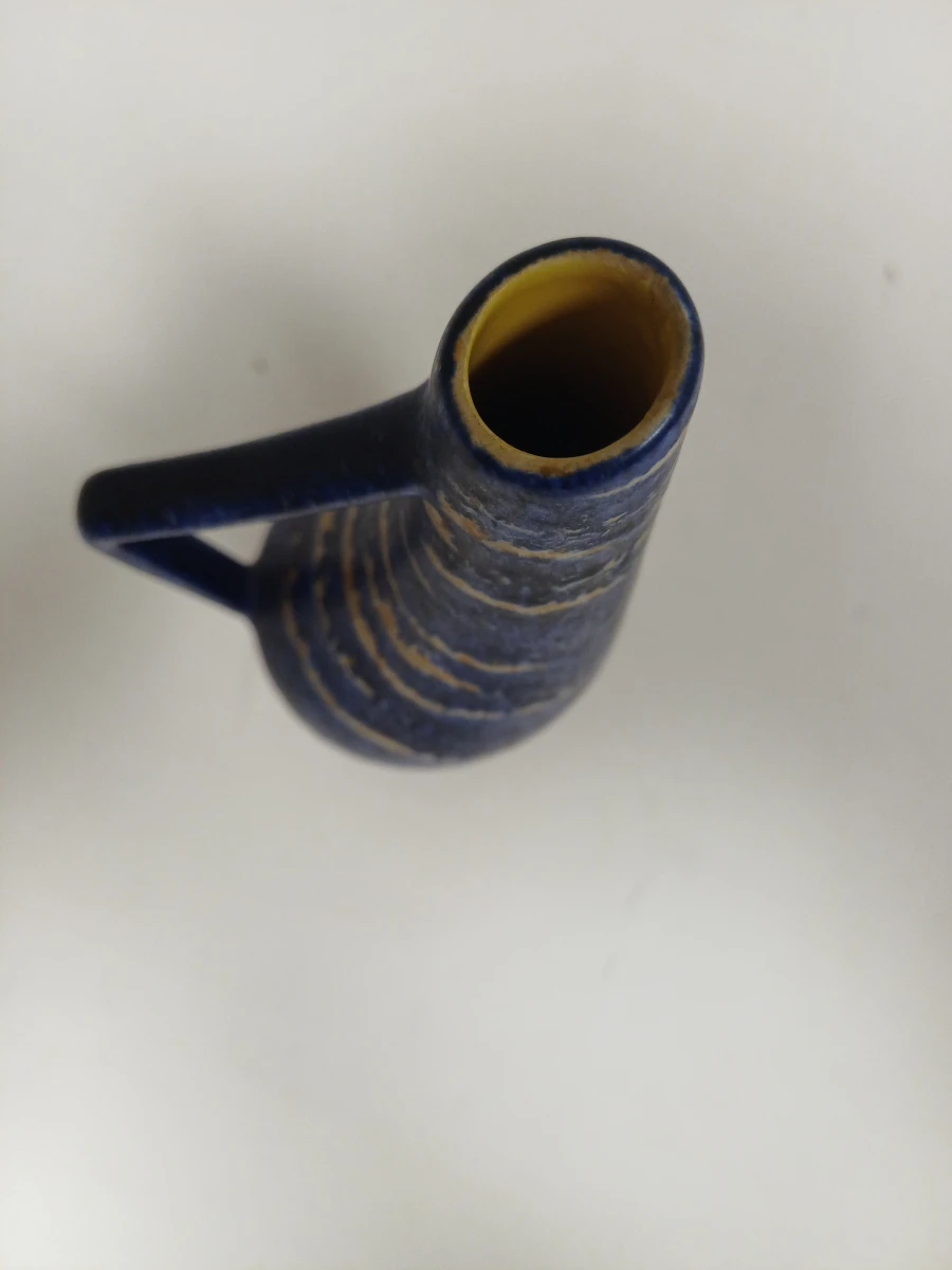 Blauwe keramische vaas met handvat - foto 4