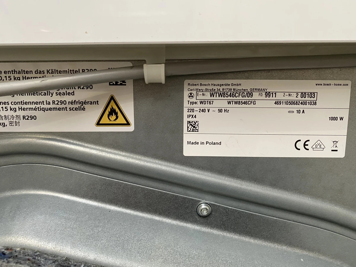 Warmtepompdroogkast - BOSCH - type:WTW8546CFG/09 - foto 16