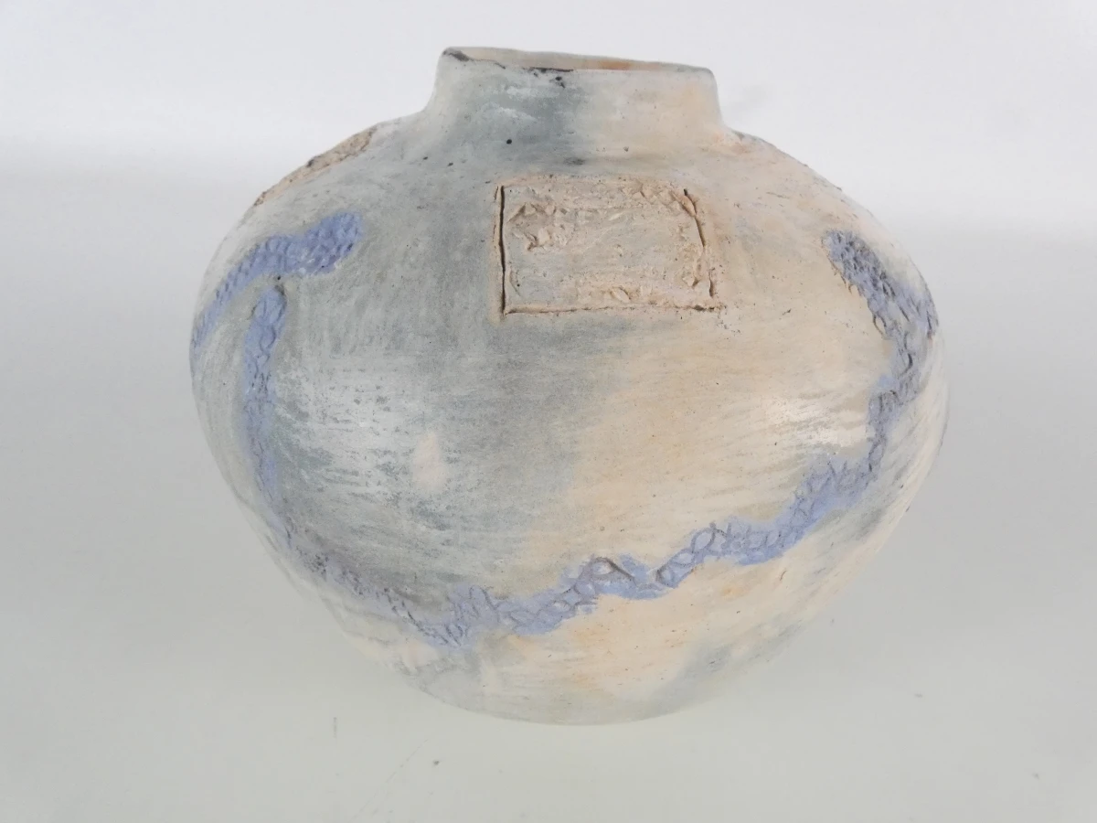 Decoratieve keramische vaas met blauwe accenten - foto 3