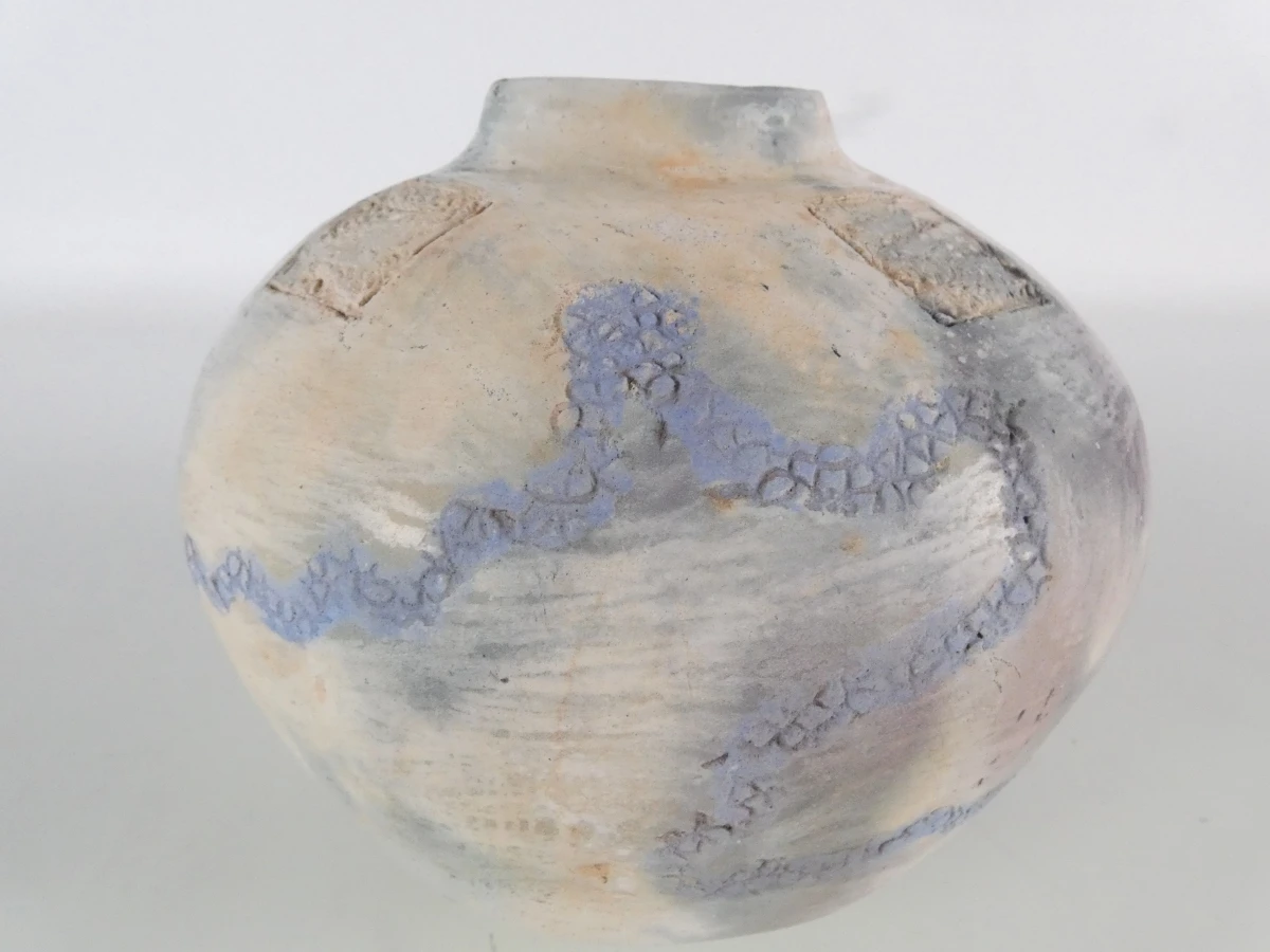 Decoratieve keramische vaas met blauwe accenten - foto 5