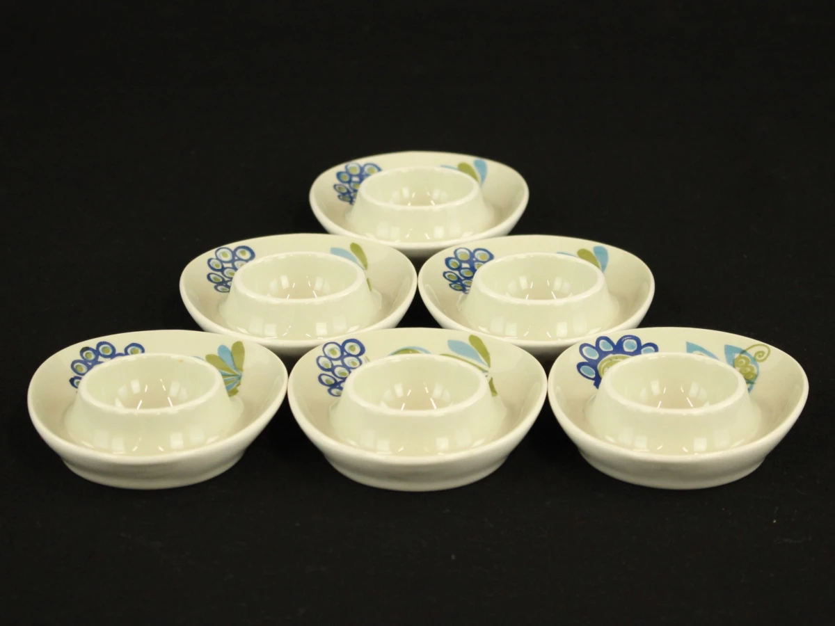 Set van 6 vintage eierdopjes met bloemmotief - foto 2