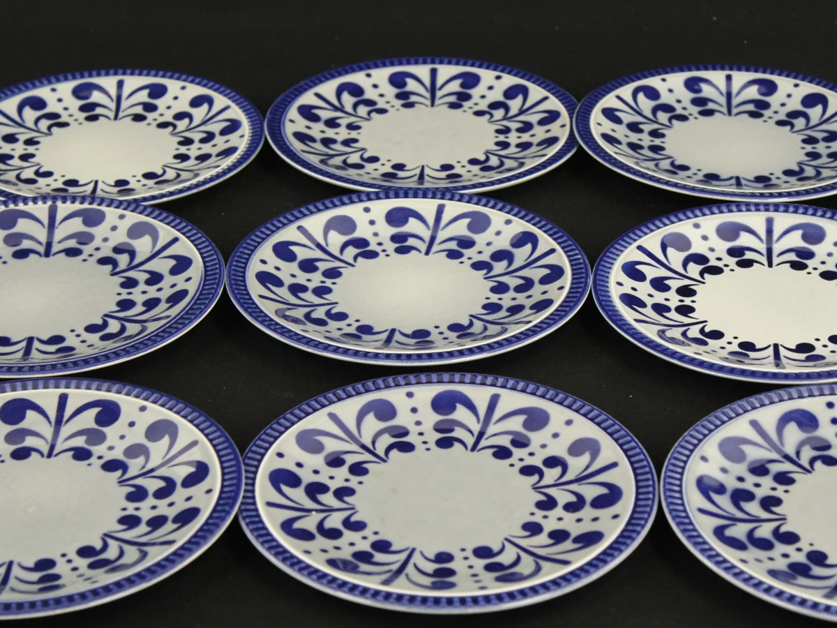 Boch La Louviere Belgium set van 12 vintage dessertborden met Nevada decor - foto 2
