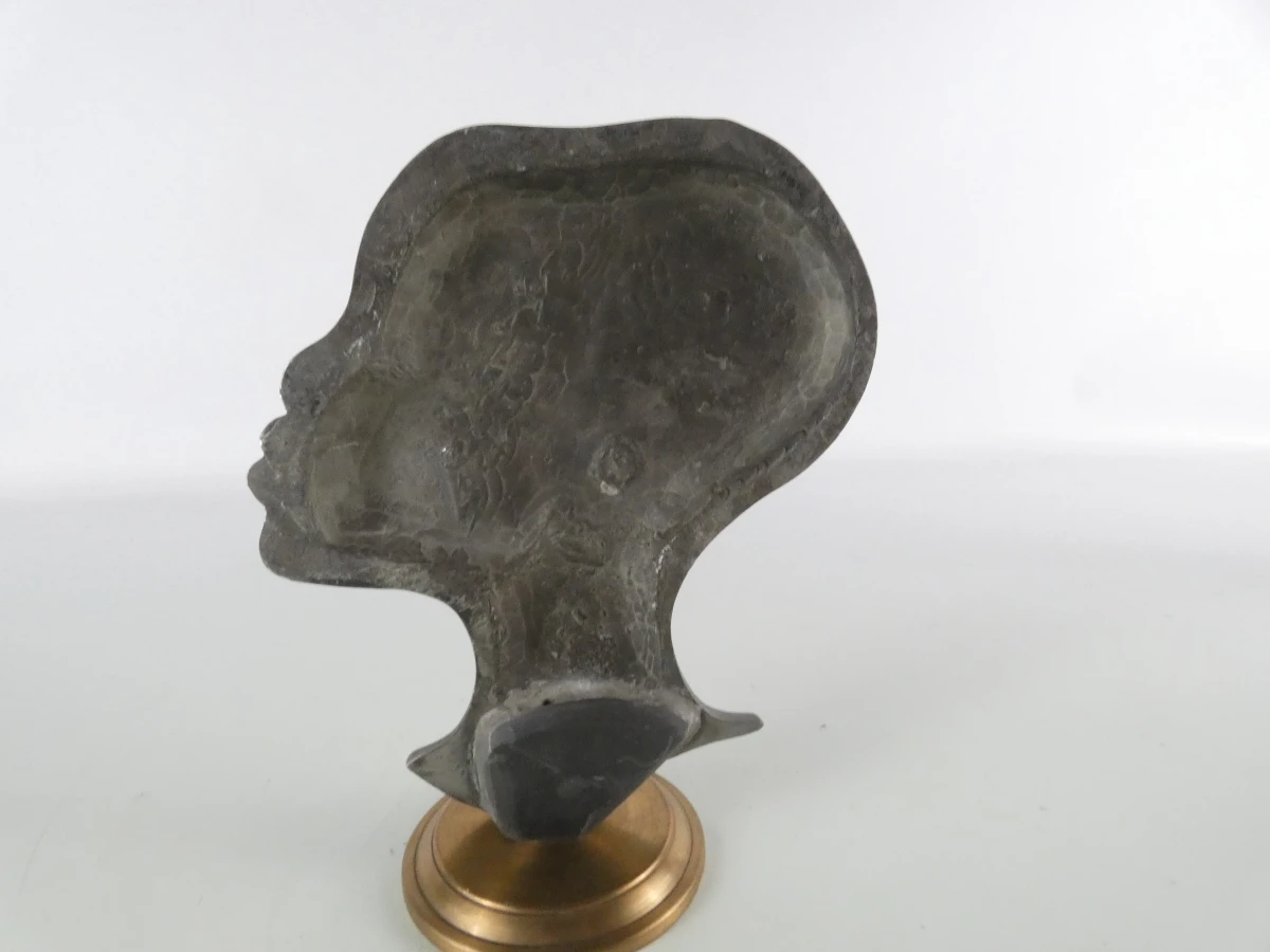 Exclusief paar zware Mid-Century metalen bustes – Afrikaans design – 5.4 kg - foto 14