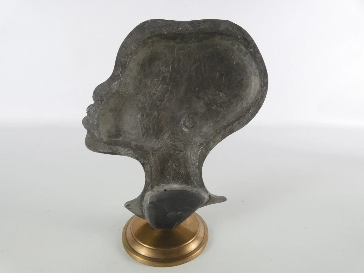 Exclusief paar zware Mid-Century metalen bustes – Afrikaans design – 5.4 kg - foto 15