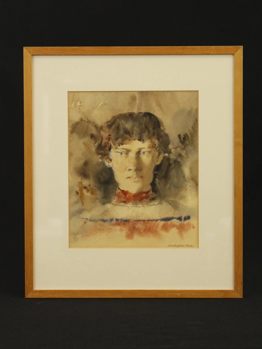 Slava Korobeynikov (°1968) – gesigneerde aquarel, portret - foto 2