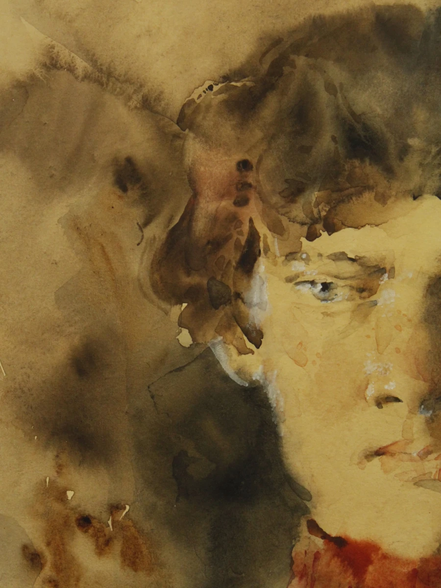 Slava Korobeynikov (°1968) – gesigneerde aquarel, portret - foto 4