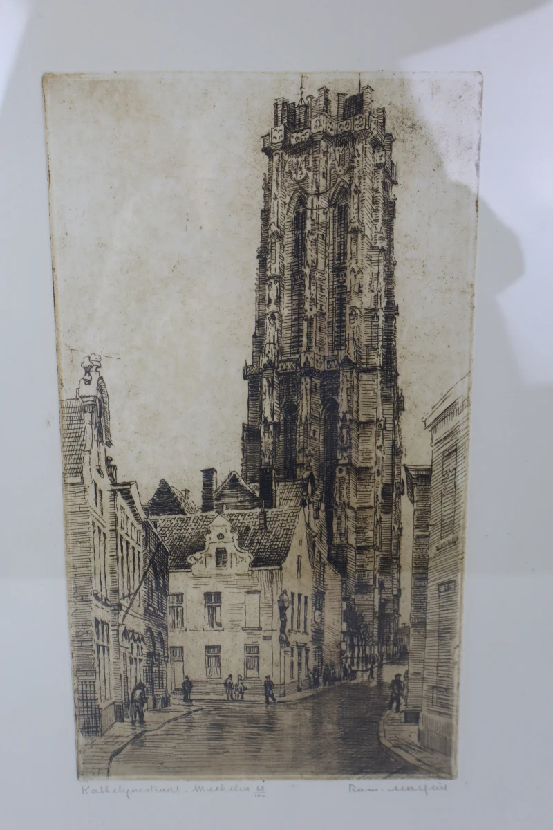 Genummerde ets “Katelijnestraat Mechelen” - Rom. Malfliet - foto 3