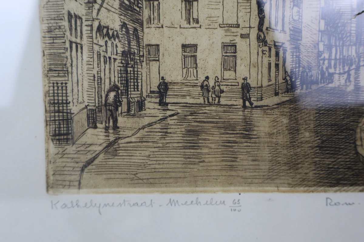 Genummerde ets “Katelijnestraat Mechelen” - Rom. Malfliet - foto 4