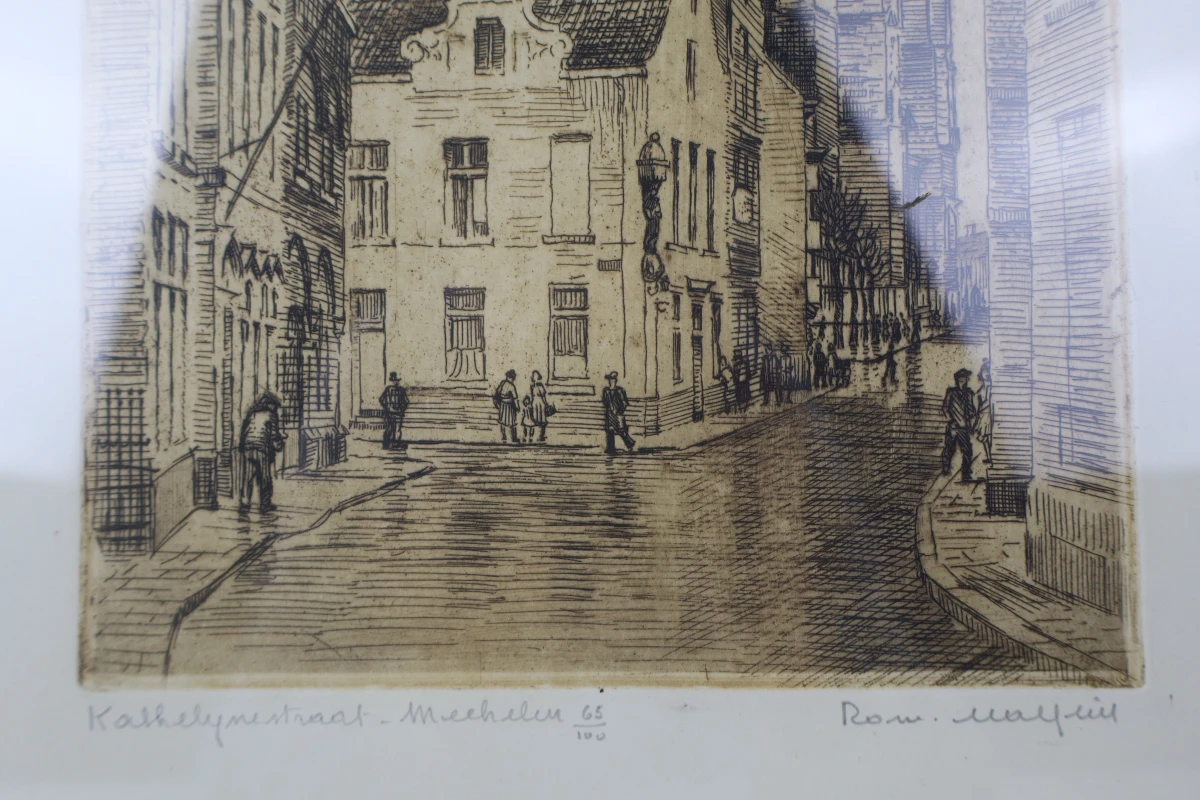 Genummerde ets “Katelijnestraat Mechelen” - Rom. Malfliet - foto 2