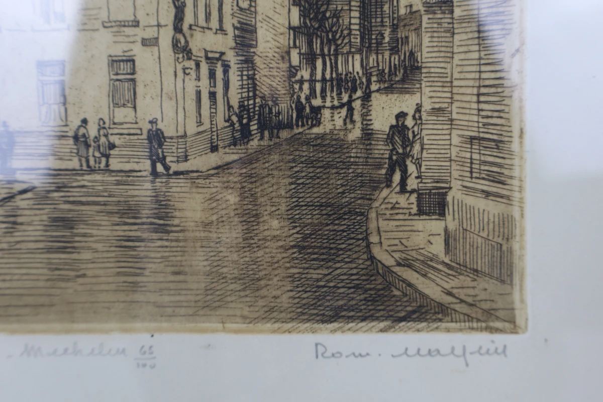 Genummerde ets “Katelijnestraat Mechelen” - Rom. Malfliet - foto 5