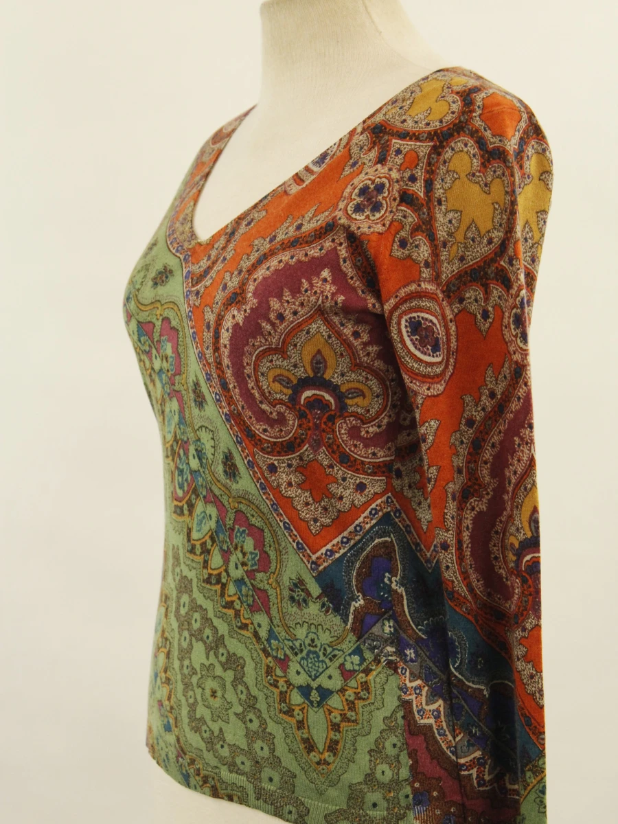 ETRO Milano - luxe fijn gebreide paisley trui - multicolor - maat 38 - foto 5
