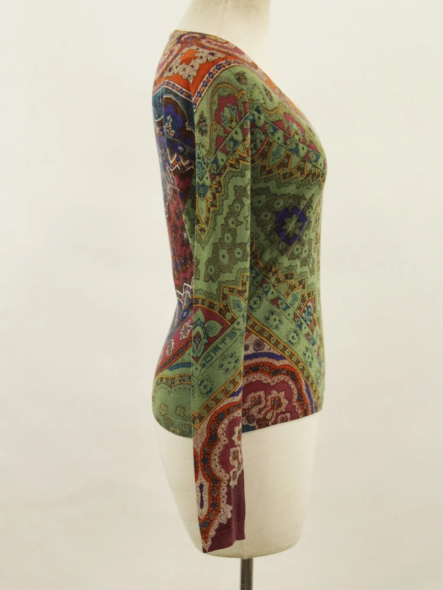 ETRO Milano - luxe fijn gebreide paisley trui - multicolor - maat 38 - foto 6