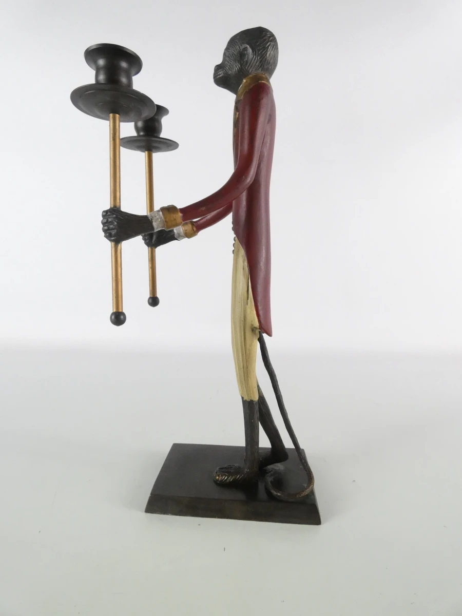 Exclusieve Vintage Hollywood Regency Aap-Butler Kandelaar – Massief Brons/Messing – 43 cm / 2900g - foto 2