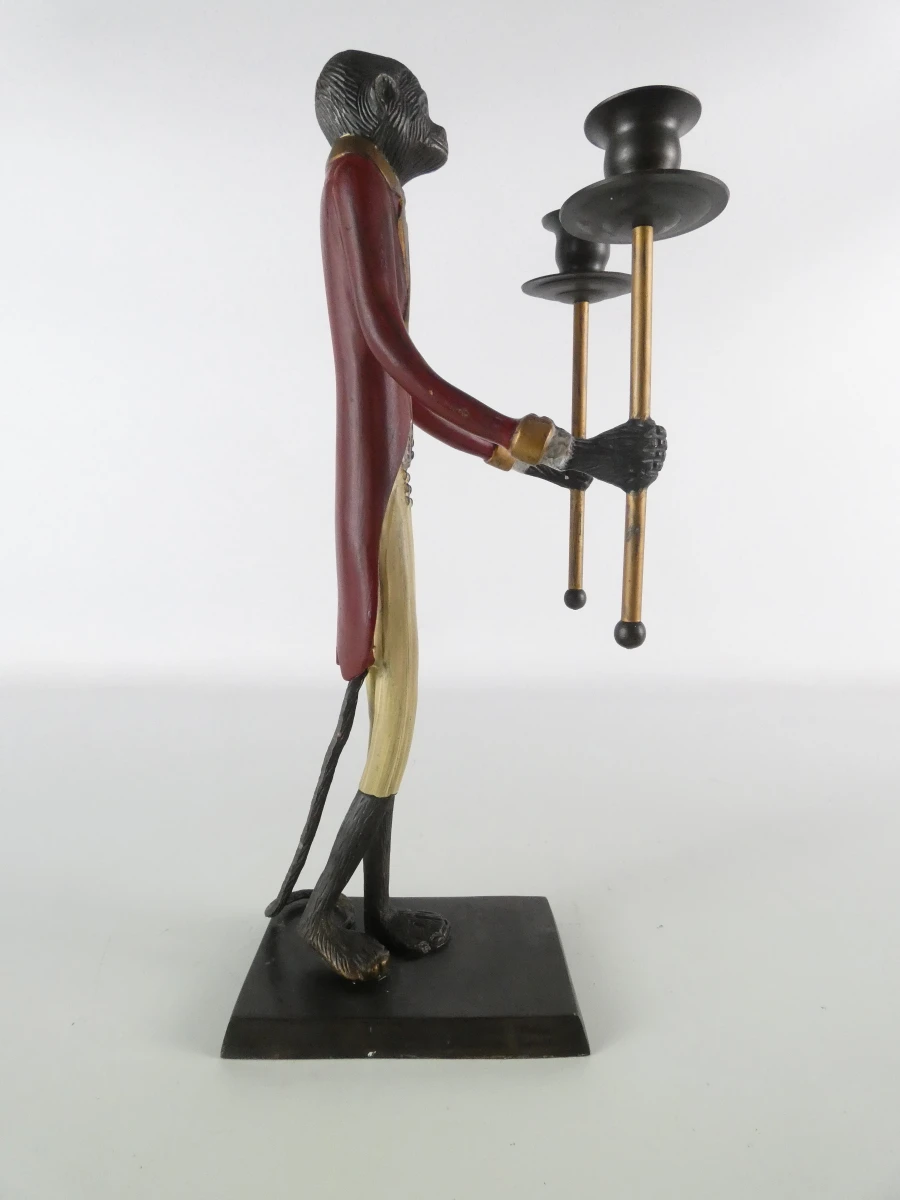 Exclusieve Vintage Hollywood Regency Aap-Butler Kandelaar – Massief Brons/Messing – 43 cm / 2900g - foto 3
