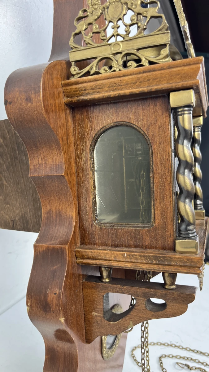 Zaanse wandklok Warmink Wuba mechanisch met Atlasfiguur en ruiterslinger - foto 8
