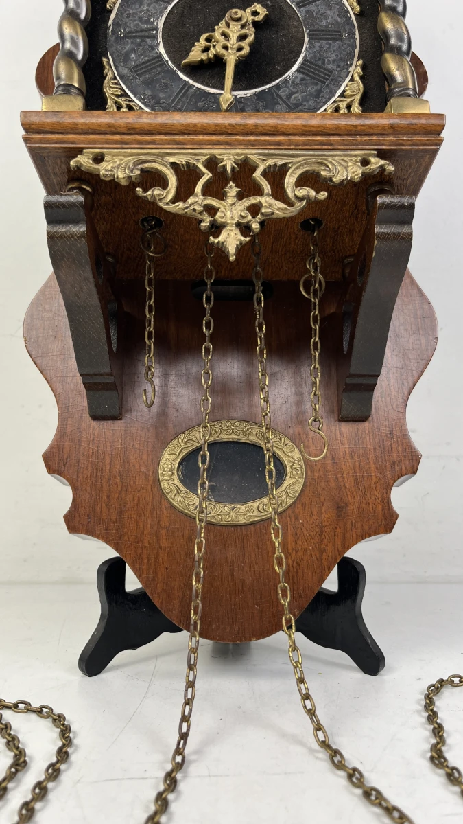 Zaanse wandklok Warmink Wuba mechanisch met Atlasfiguur en ruiterslinger - foto 6