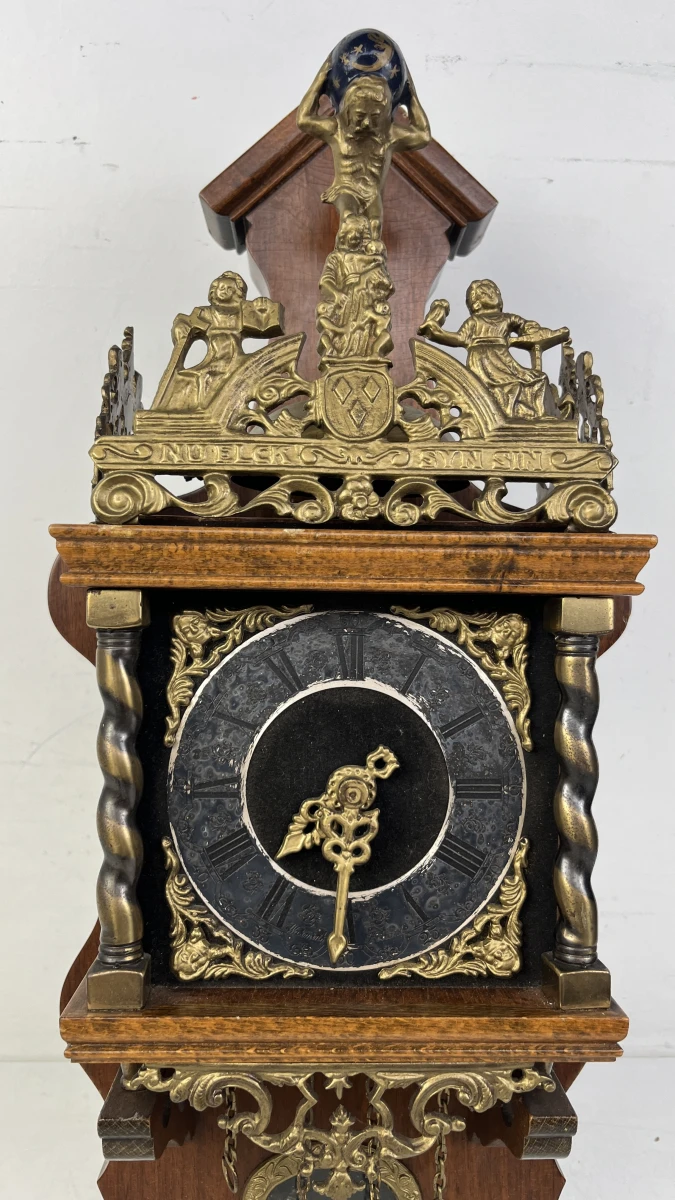 Zaanse wandklok Warmink Wuba mechanisch met Atlasfiguur en ruiterslinger - foto 5