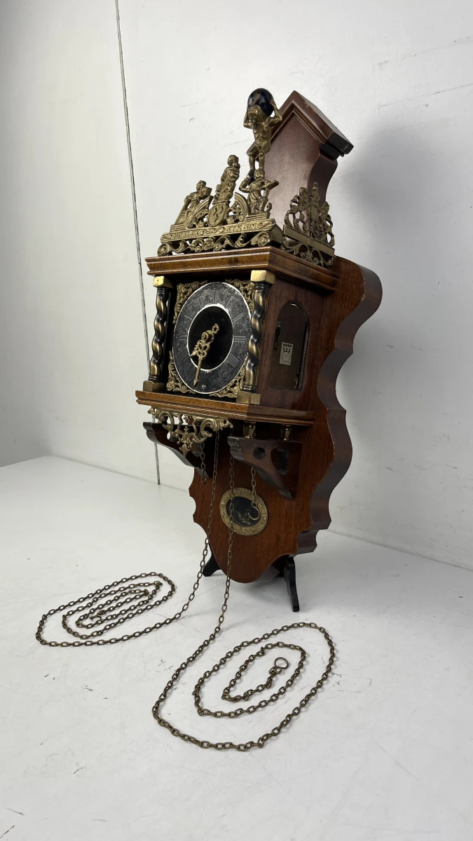Zaanse wandklok Warmink Wuba mechanisch met Atlasfiguur en ruiterslinger - foto 3