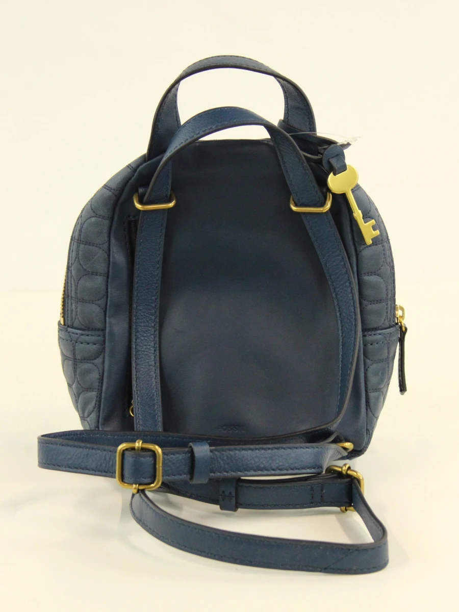 FOSSIL - Luxe mini rugzak van lams- en koeienleder – Petrolblauw - foto 2