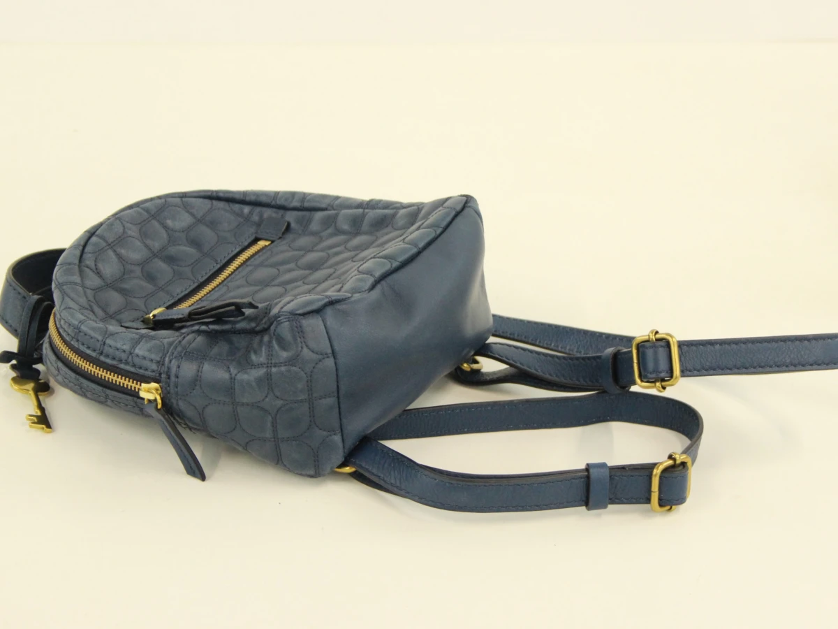 FOSSIL - Luxe mini rugzak van lams- en koeienleder – Petrolblauw - foto 3