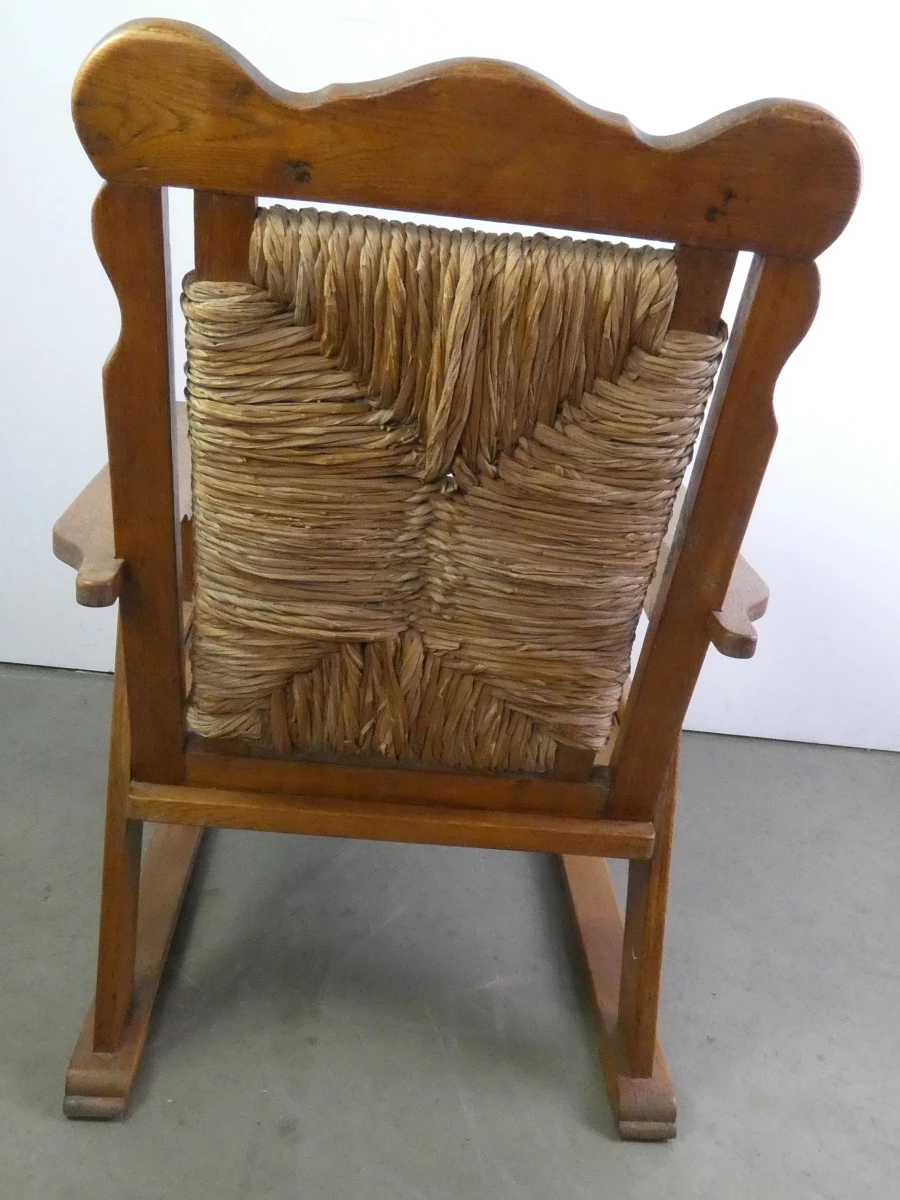 Set van 2 Franse Vintage Eiken 'Chauffeuses' met Biezen Zitting - foto 17