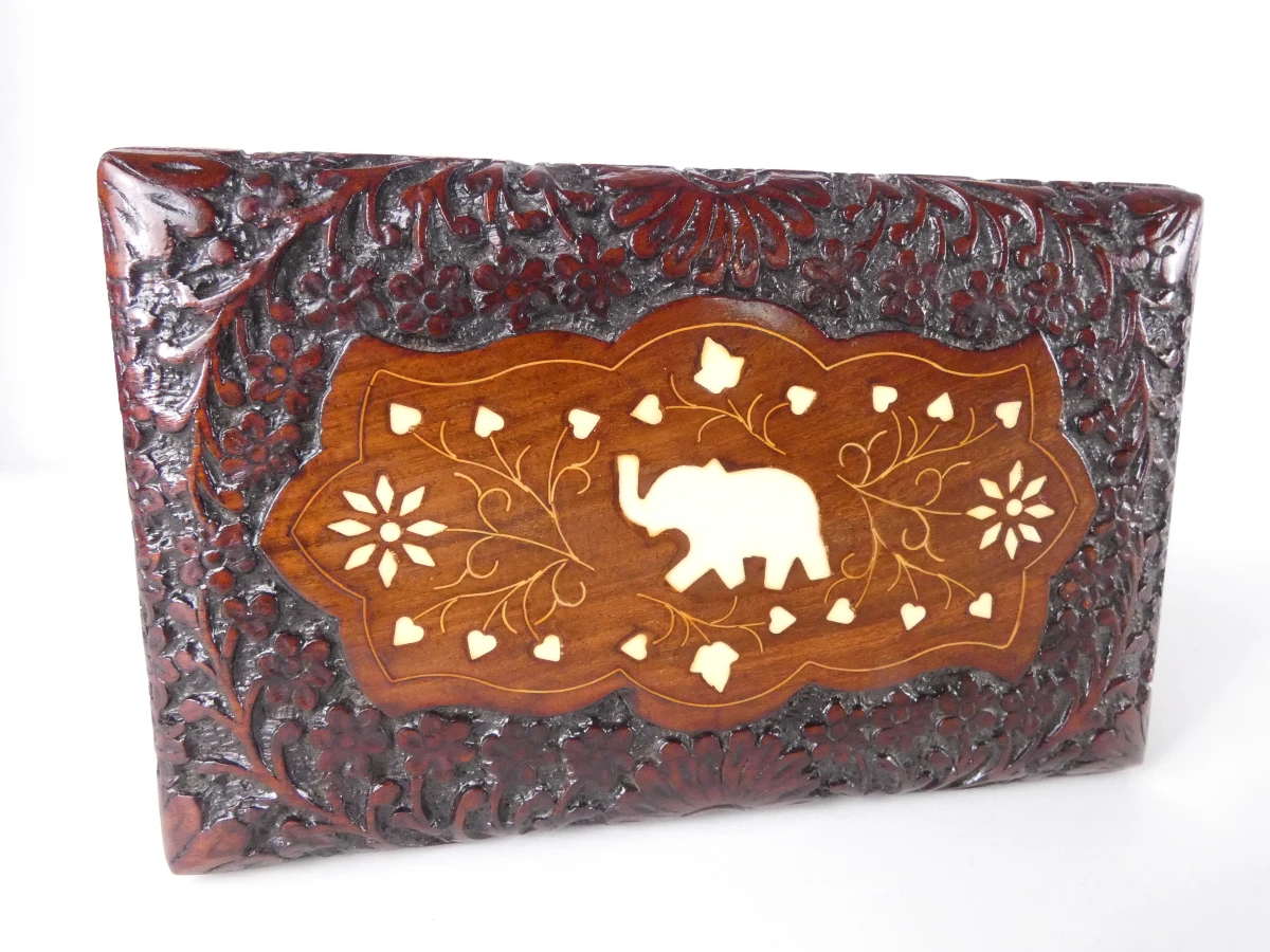 Set van 3 Handgemaakte decoratieve houten sieradenkistjes - foto 7