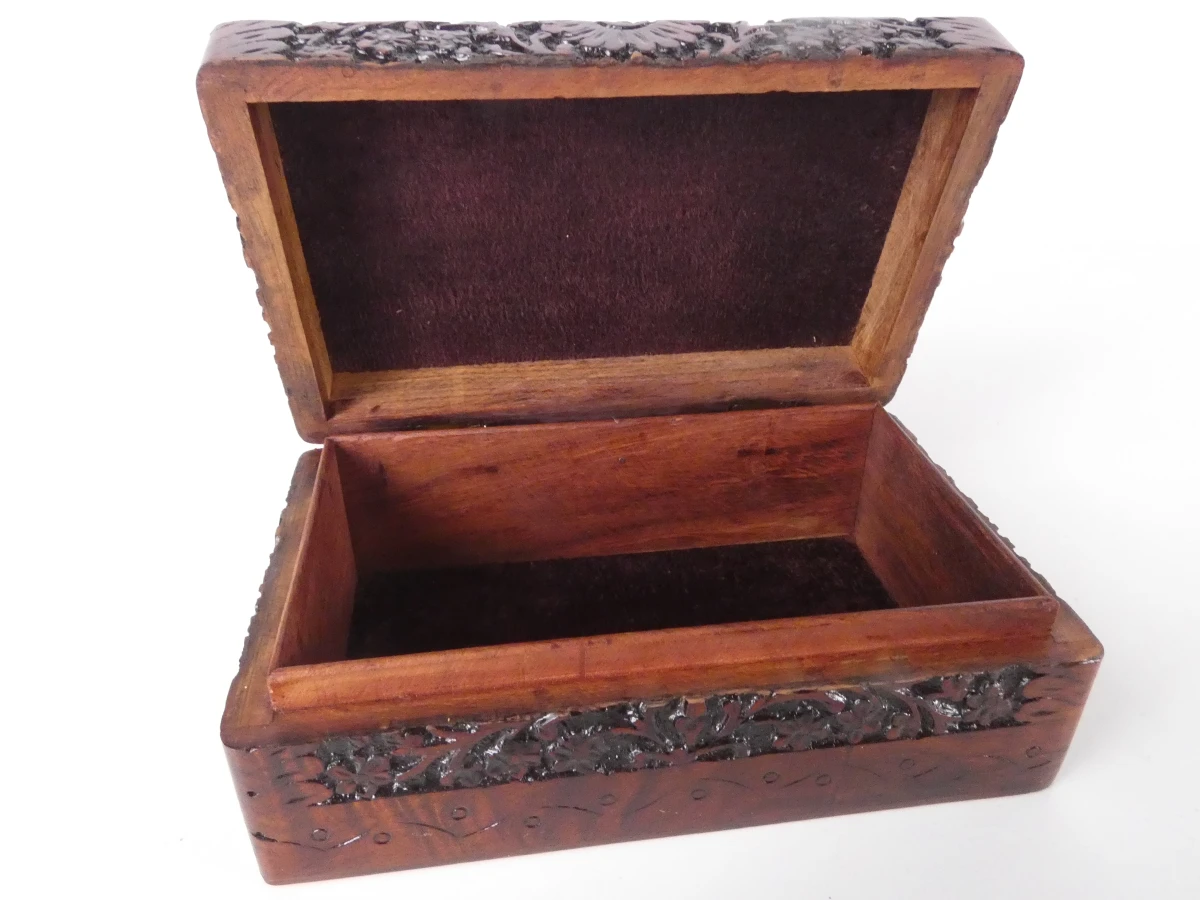 Set van 3 Handgemaakte decoratieve houten sieradenkistjes - foto 9