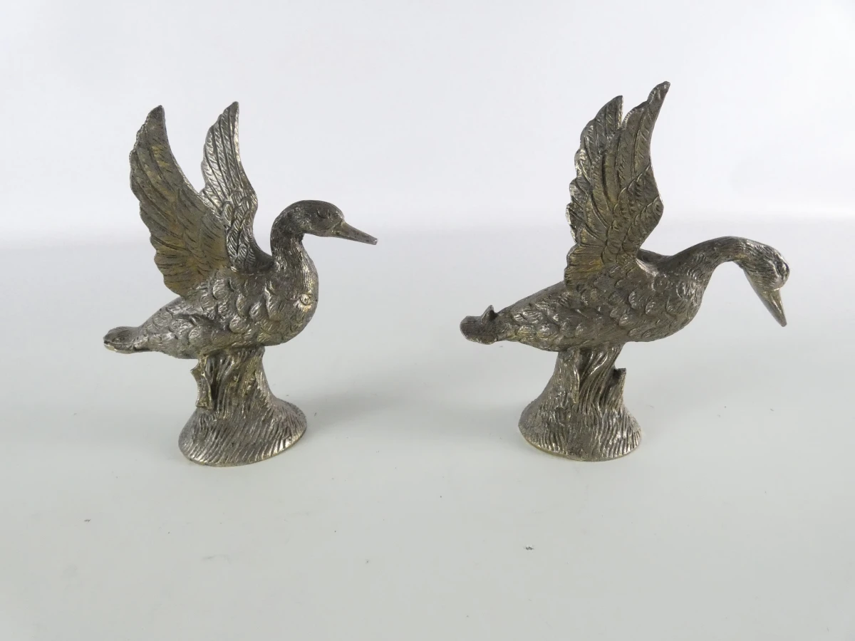 Set van 6 metalen vogelbeeldjes – 2 eenden en 2 fazantenkoppels - foto 4