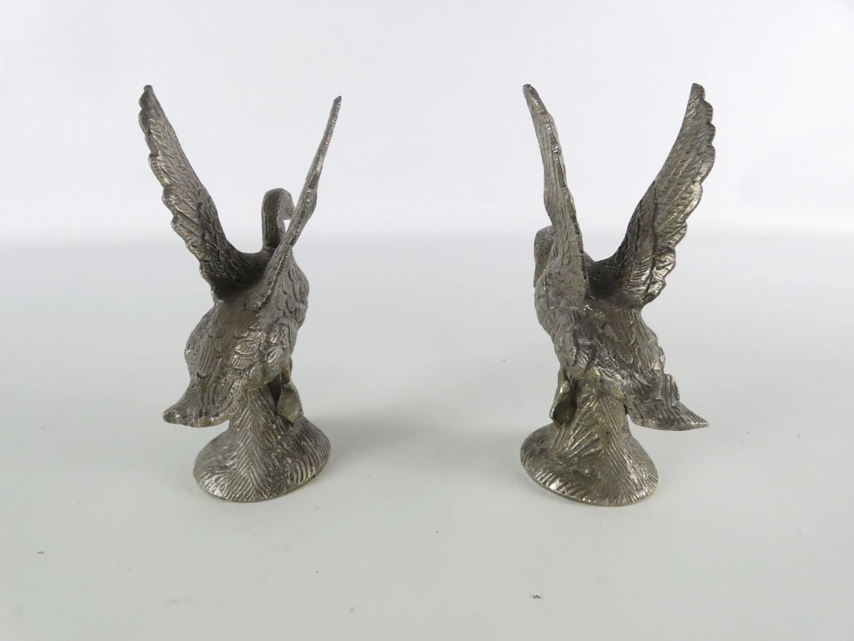 Set van 6 metalen vogelbeeldjes – 2 eenden en 2 fazantenkoppels - foto 5