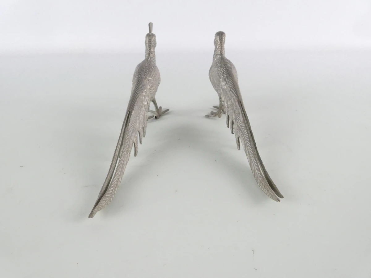 Set van 6 metalen vogelbeeldjes – 2 eenden en 2 fazantenkoppels - foto 18