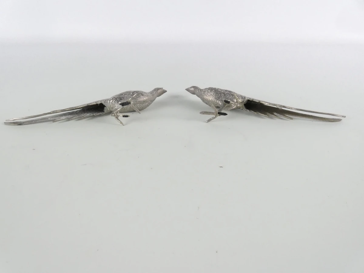 Set van 6 metalen vogelbeeldjes – 2 eenden en 2 fazantenkoppels - foto 19