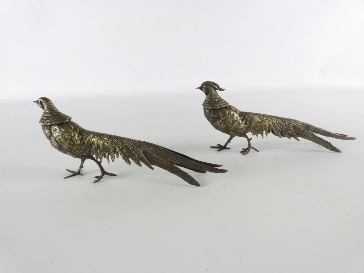 Set van 6 metalen vogelbeeldjes – 2 eenden en 2 fazantenkoppels - foto 24