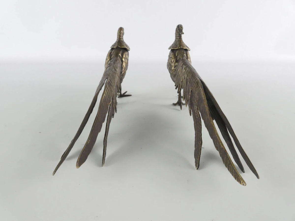 Set van 6 metalen vogelbeeldjes – 2 eenden en 2 fazantenkoppels - foto 25