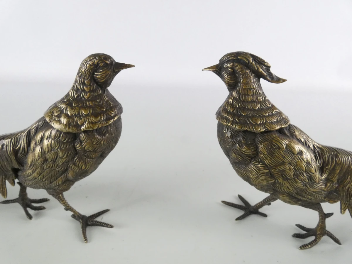 Set van 6 metalen vogelbeeldjes – 2 eenden en 2 fazantenkoppels - foto 26