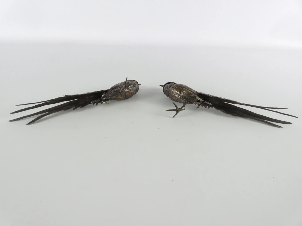 Set van 6 metalen vogelbeeldjes – 2 eenden en 2 fazantenkoppels - foto 27