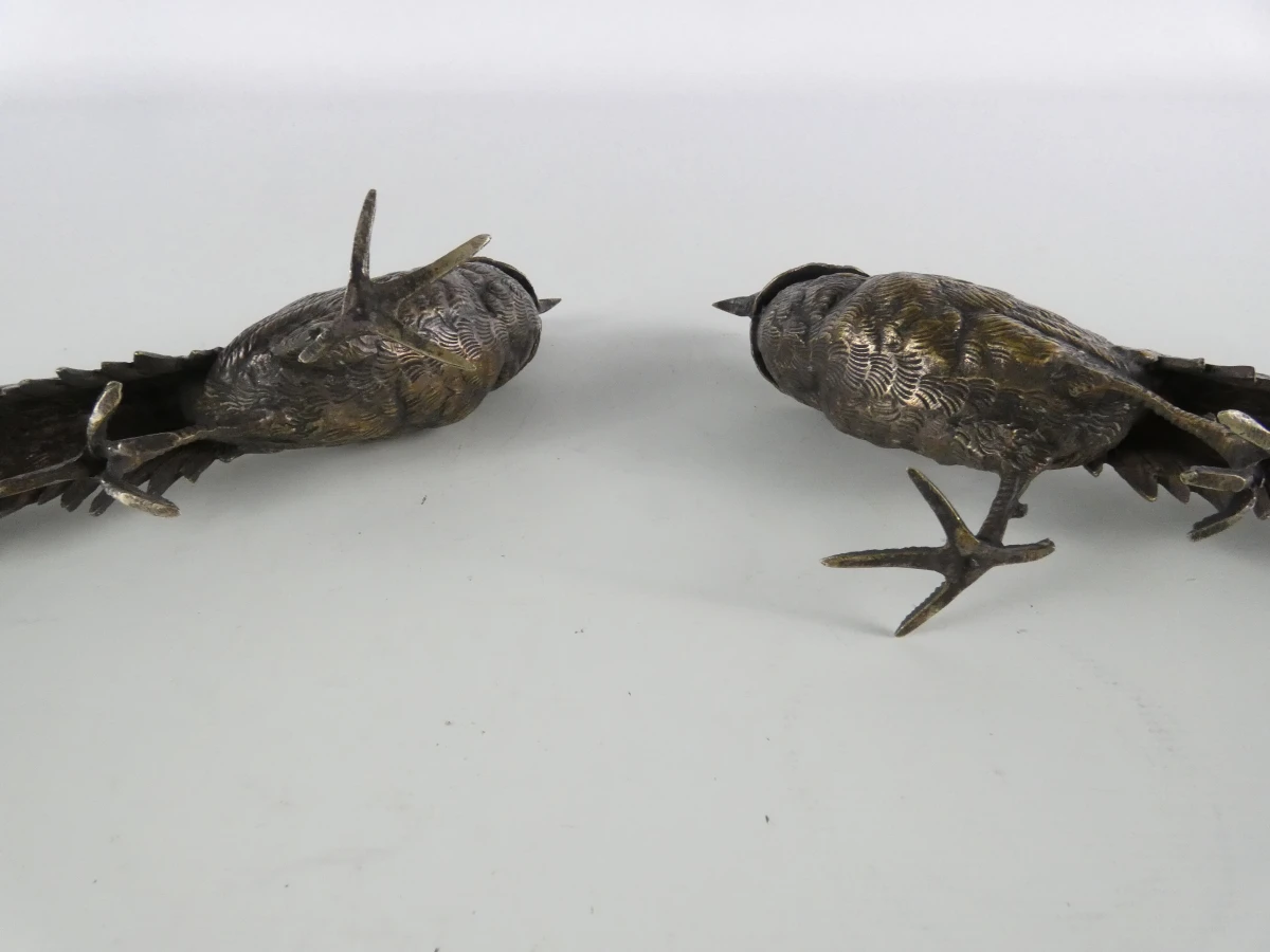 Set van 6 metalen vogelbeeldjes – 2 eenden en 2 fazantenkoppels - foto 28