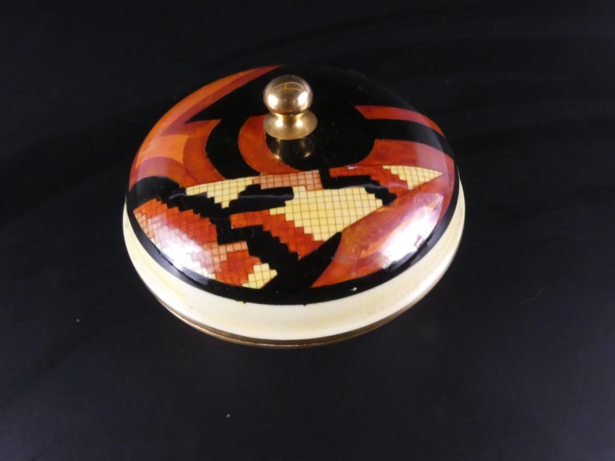 Zeldzame Art Deco Carlton Ware 'Jazz Stitch' (3655) Iriserende Dekselpot – ca. 1929/1930 - foto 2