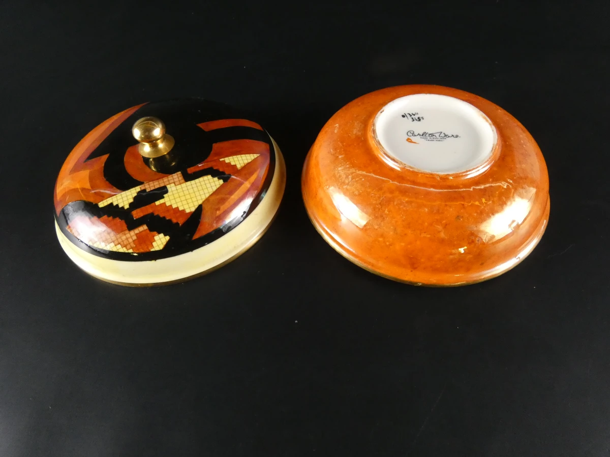 Zeldzame Art Deco Carlton Ware 'Jazz Stitch' (3655) Iriserende Dekselpot – ca. 1929/1930 - foto 6