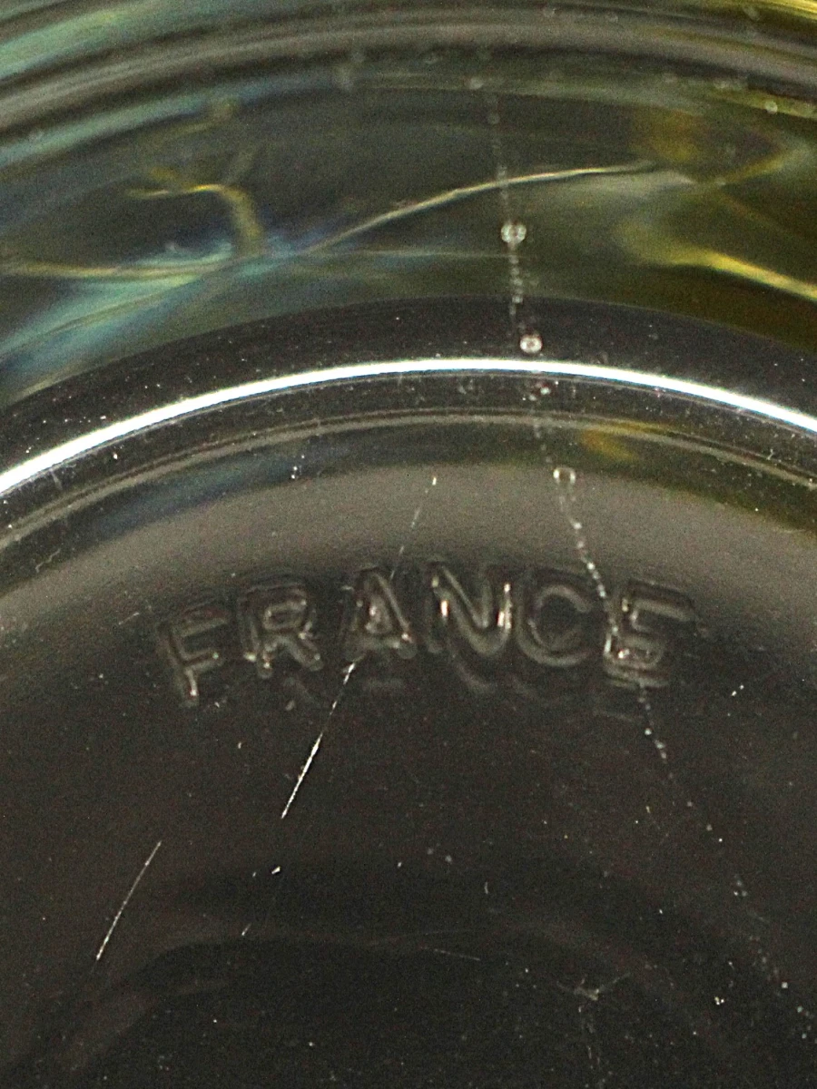 Vintage Franse Vaas van Geperst Glas – Bloemenreliëf - foto 8