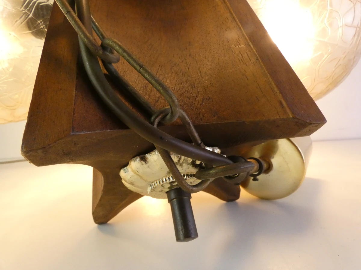 Vintage Jaren '70 Hanglamp / Kroonluchter met 4 Lichtpunten (Met Garantie!) - foto 6